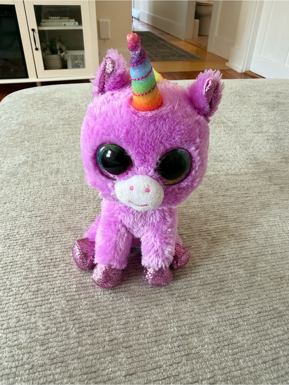 Ty Purple Unicorn Plush with Rainbow Horn and Glitter Hooves